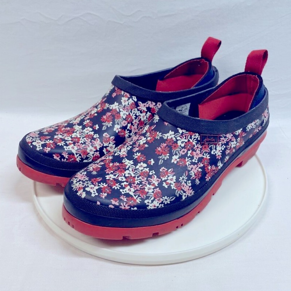 Joules Pop On Ankle Rain Mud Shoes Boots Flower Slip On Size  7.5. New - Picture 2 of 6